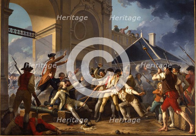 The heroic courage of the young Désilles, August 31, 1790, in the Nancy Affair, 1794. Artist: Le Barbier, Jean-Jacques-François (1738-1826)