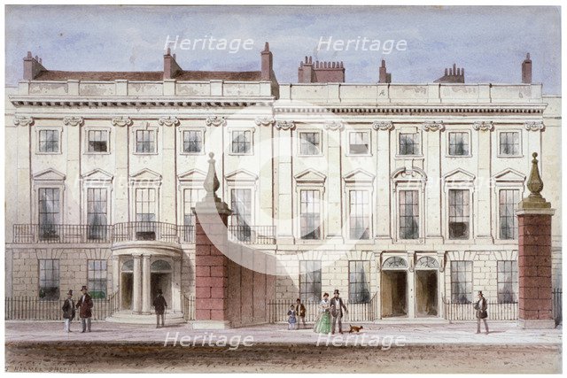 View in Lincoln's Inn Fields showing Lindsey House, Holborn, London, c1835. Artist: Thomas Hosmer Shepherd