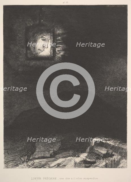 The vague glimmer of a head suspended in space, 1891. Creator: Odilon Redon.