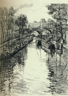 'Barges on the Seine', 1915. Artist: Frank Milton Armington.