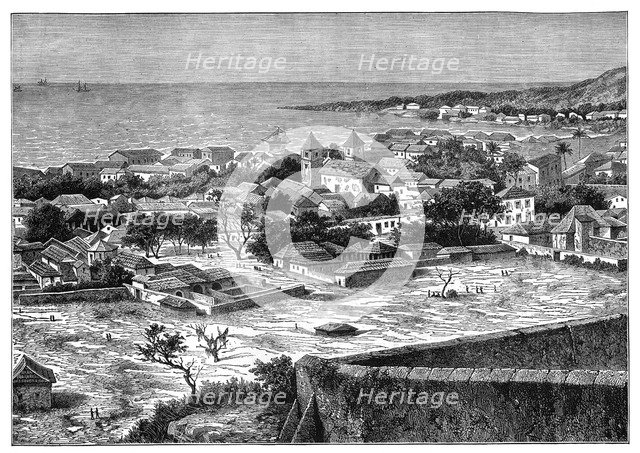 'View of the roadstead and town of San Paolo de Loanda', Angola, West Africa, c1890. Artist: Unknown
