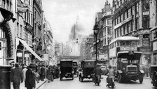 Fleet Street as seen from opposite Salisbury Court, London, 1926-1927. Artist: Unknown