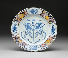 Plate, Delft, c. 1725/40. Creator: Delftware.