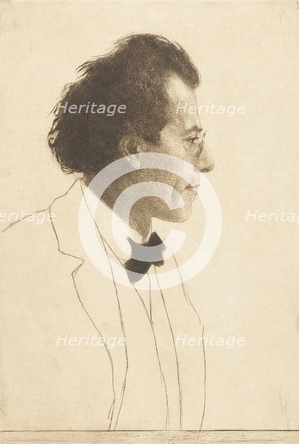 Portrait of the Composer Gustav Mahler (1860-1911), 1902. Creator: Orlik, Emil (1870-1932).