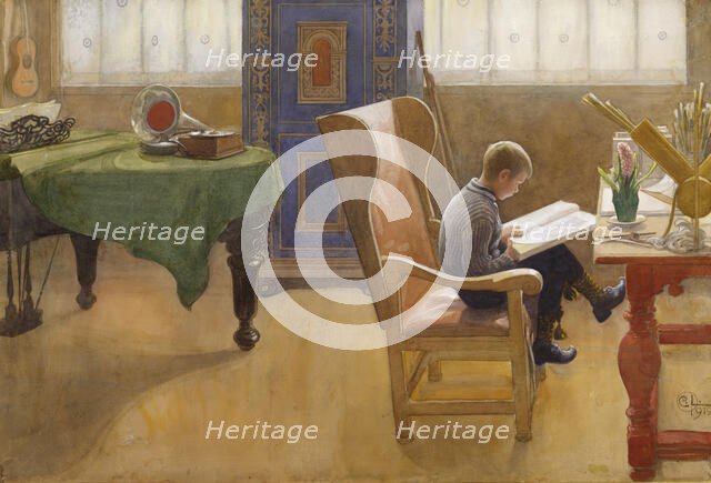 Esbjörn at the Study Corner, 1912. Creator: Carl Larsson.