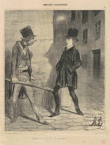 Quelle heure est'il, s'il vous plait?..., 19th century. Creator: Honore Daumier.