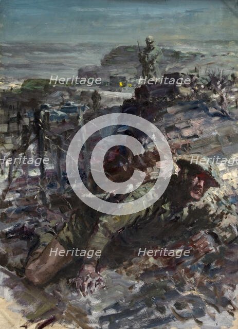 Commando attack, between 1939 and 1946. Creators: Unknown, Central Office of Information.