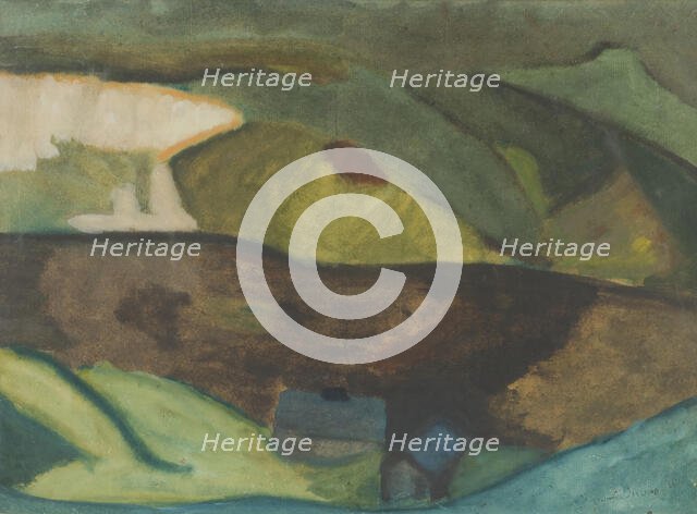 Fishing Cottages by the River. Motif from Granvåg, Faxälven, 1917. Creator: Helmer Osslund.