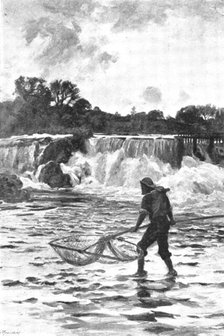 Pictures from the Royal Academy: Salmon-Fishing on the Dee...Shoulder-Net - C. Hunter, A.R.A., 1895. Creator: George Meisenbach.