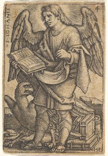 Plate 4: Saint John with his head turned three-quarters to the left, with a book in his ri..., 1541. Creator: Sebald Beham.
