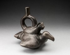 Blackware Vessel in the Form of a Feline Sitting on the Back of a Bird, 180 B.C./A.D. 500. Creator: Unknown.