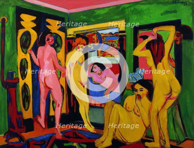 Bathers in a room, 1909-after 1926. Creator: Kirchner, Ernst Ludwig (1880-1938).