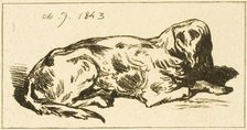 Lying Dog, 1843. Creator: Charles Emile Jacque.