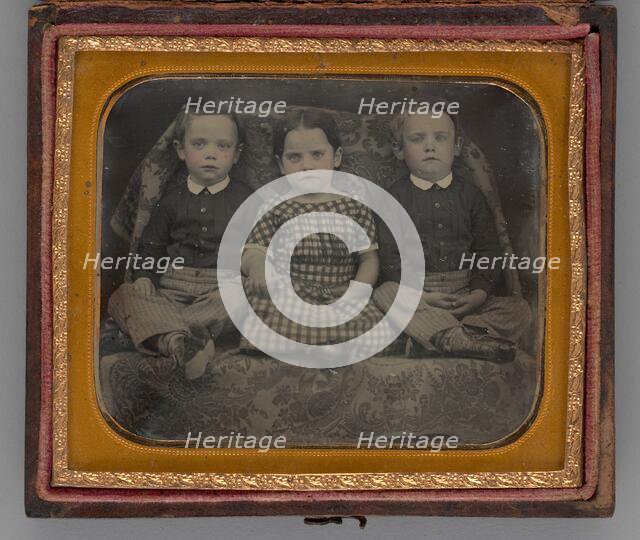 Untitled (Portrait of a Girl and Two Boys), 1858. Creator: Unknown.