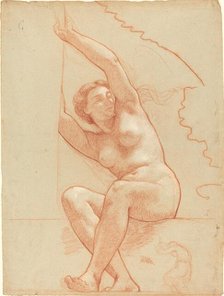 A Female Nude Seated on a Ledge, 1863/1866. Creator: Charles Louis Lucien Muller.