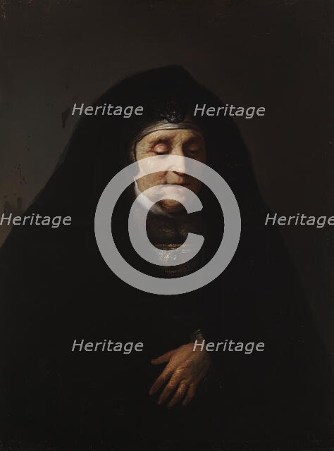 Portrait of an aged woman in oriental costume, 1729-1739. Creator: Jan Lievens.