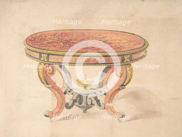 Design for a Round Renaissance Style Table, 19th century. Creator: Anon.