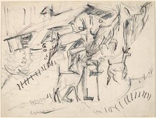 Goatherd with Goats, 1917. Creator: Ernst Kirchner.