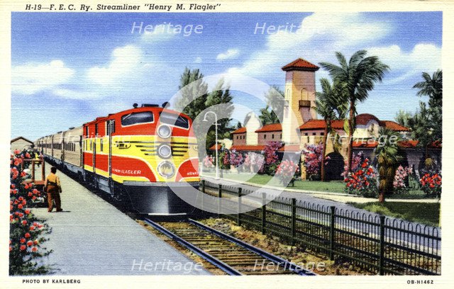 FEC Railway streamliner train Henry M Flagler, Florida, 1940. Artist: Karlberg