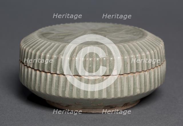 Covered Box with Carved Floral Design: Yaozhou Ware, 1100s. Creator: Unknown.