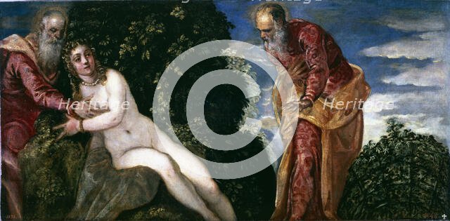 'Susana and the old men', 16th century. Creator: Tintoretto, Jacopo Robusti (1518 - 1594).