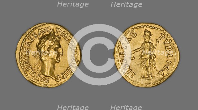 Aureus (Coin) Portraying Emperor Nerva, 97 CE, issued by Nerva. Creator: Unknown.