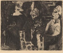 Women at a Table in a Room (recto) / Nude Woman (verso), 1920. Creator: Ernst Kirchner.