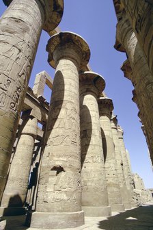 Pillars in the Great Hippostyle Hall, Temple of Karnak, Egypt. Artist: Tony Evans
