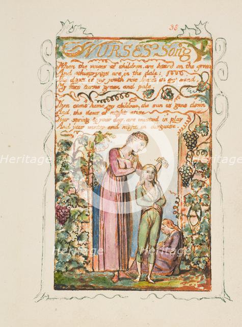 Songs of Innocence and of Experience: Nurses Song, ca. 1825. Creator: William Blake.