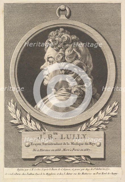 Portrait of Jean-Baptiste Lully, 1770. Creator: Augustin de Saint-Aubin.