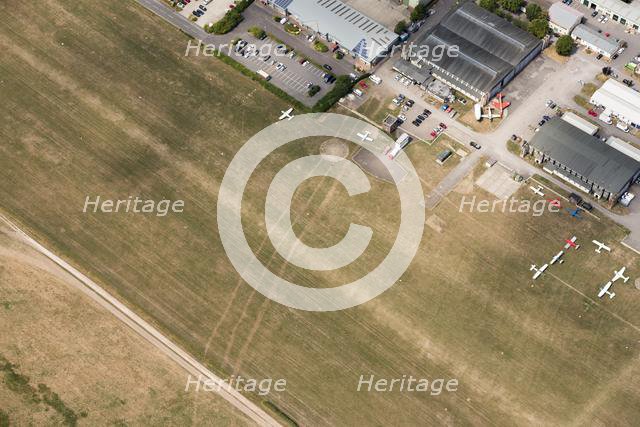 Cropmark of a Bronze Age or Iron Age triple ditch boundary, Old Sarum Airfield, Wiltshire, 2018. Creator: Historic England Staff Photographer.