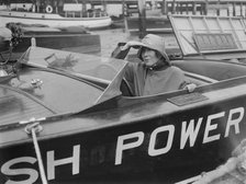 Kitty Brunell in a British Power Boat Company launch, Hythe, Hampshire, 1927. Artist: Bill Brunell.