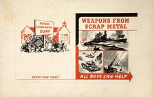 'School scrap metal dump - start one now! Weapons from...', WWII poster, between 1939 and 1946. Creator: Central Office of Information.