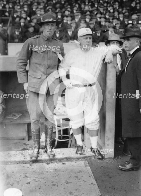 Hank Gowdy in military uniform with manager John McGraw, New York NL (baseball), 1917. Creator: Bain News Service.