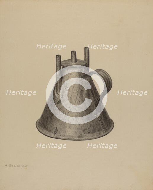 Whale Oil Lamp, c. 1940. Creator: Alfred Goldstein.