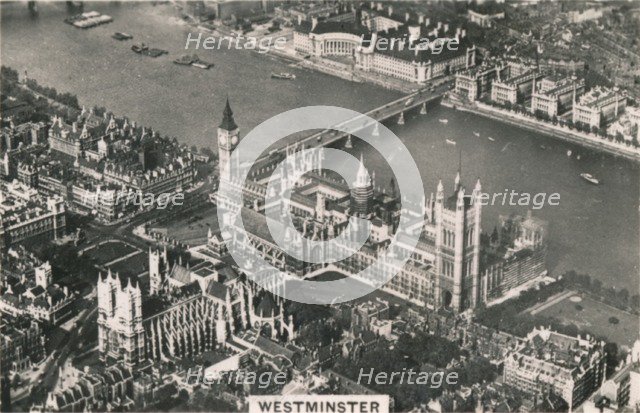 Aerial view of Westminster, 1939. Artist: Unknown