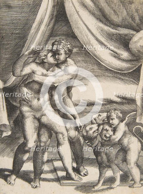 Pluto and Proserpine, from 'The Loves of the Gods', ca. 1531-76. Creator: Giulio Bonasone.