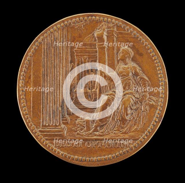 Architecture Holding Compasses and Square [reverse], 1578. Creator: Jacopo da Trezzo.