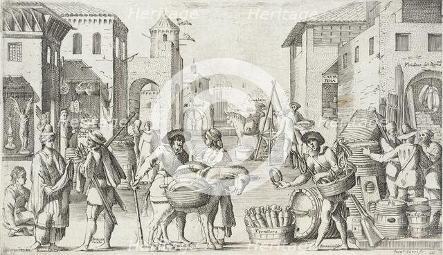 Trades Practiced in Bologna, c1640. Creators: Agostino Parisini, Francesco Curti.