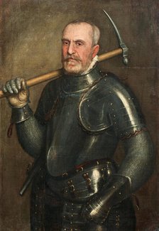 Portrait of Giulio Savorgnan (1510-1595) with Pickaxe, c. 1565. Creator: Brusasorzi, Domenico (1516-1567).