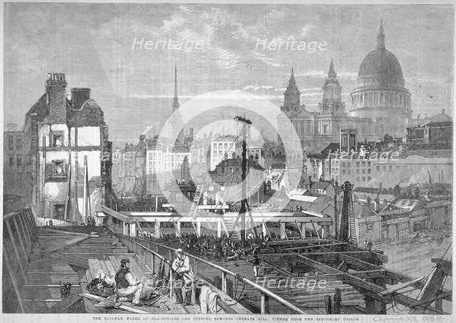 Blackfriars Bridge, London, 1864. Artist: Mason Jackson