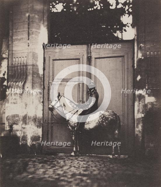 Black Horseman in Front of a Doorway, c. 1855. Creator: Unidentified Photographer.