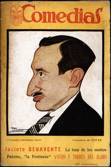 Cover of the publication 'Comedias'. Caricature of Guillermo Fernandez-Shaw Iturralde (1893-1965)…