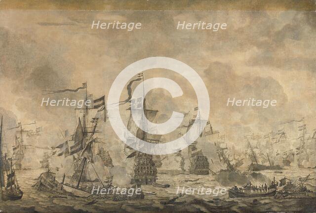 Battle between the Dutch and Swedish Fleets, in the Sound, 8 November 1658, 1665. Creator: Willem van de Velde I.