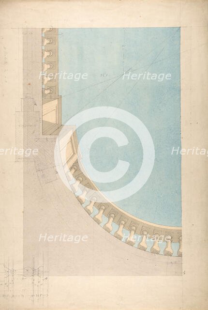Perspectival study for one quadrant of a ceiling design including a trompe..., second half 19th cent Creators: Jules-Edmond-Charles Lachaise, Eugène-Pierre Gourdet.