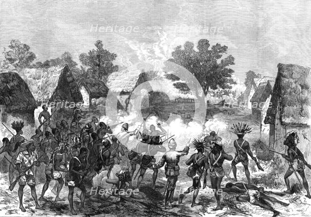 The Ashantee War: Lord Gifford and advance scouts storming a village...by our special artist, 1874. Creator: Unknown.