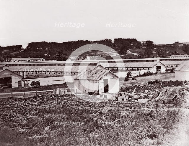 Camp Barry near Bladensberg, Maryland. Stables, 1861-65. Creator: Unknown.