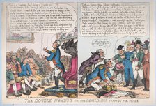 The Double Humbug or the Devils Imp Praying for Peace, January 1, 1814., January 1, 1814. Creator: Thomas Rowlandson.