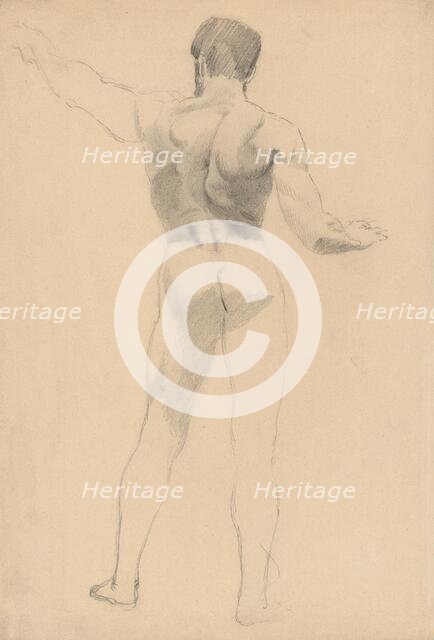 Male nude from behind, 1880-1904. Creator: Janos Fadrusz.