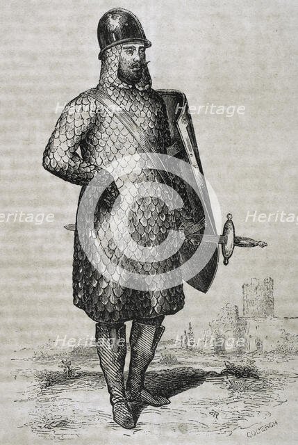 Military costume of the Goths, 1852. Creator: Coderch.